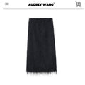 audreyyang_Lined_Fringed_Front_Slit_Straight_Midwaist_Elastic_Black_Polyester_Midi_Skirts_MISSTT