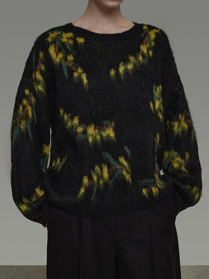unspoken Thermal Commuter Loose Colorblock Womens Wool Blend Knit Sweaters