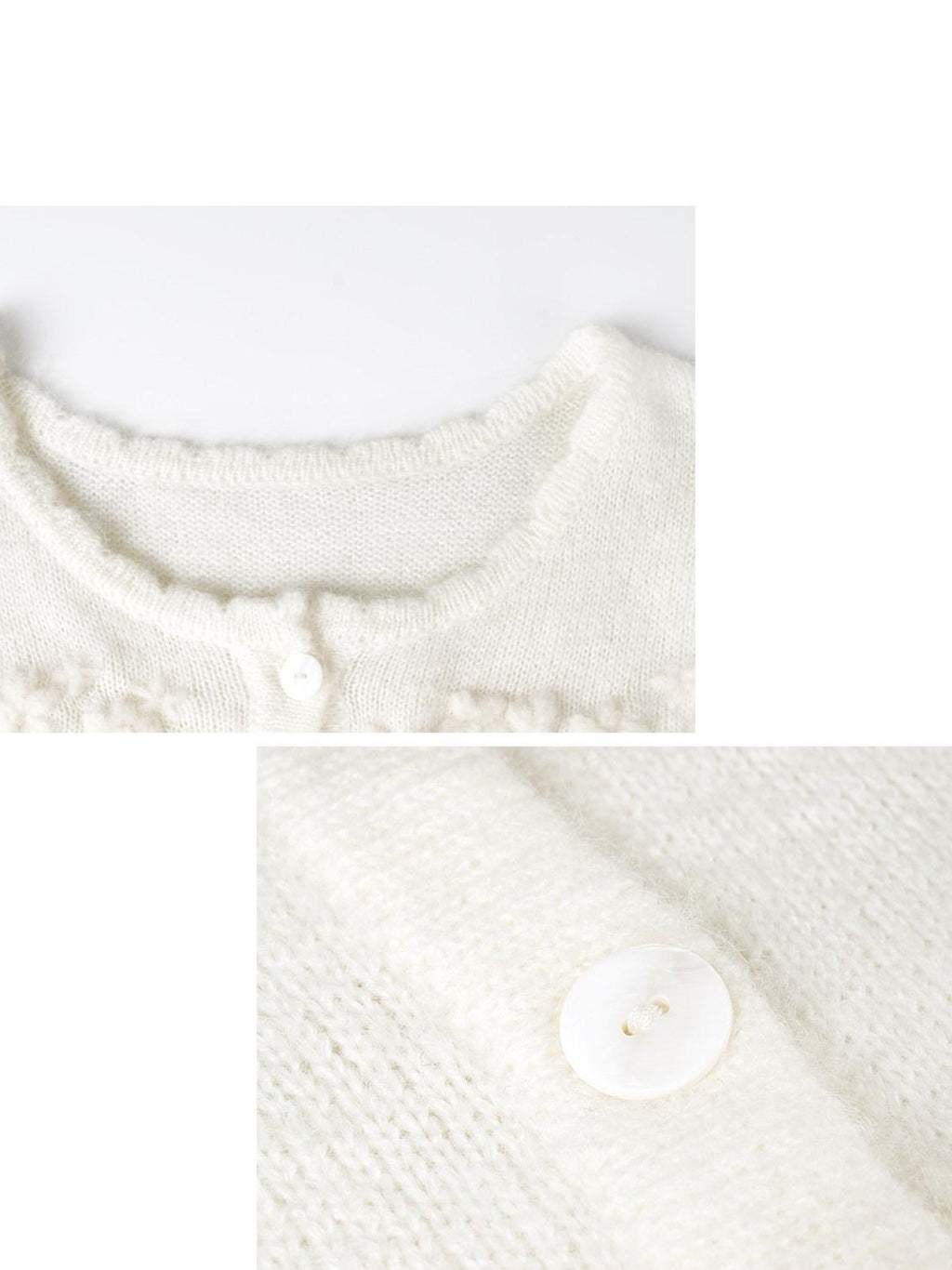 someonesometimes Hand Crochet Wool Floral Scallop Edge Casual Crewneck Button Women Cardigans