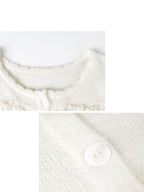 someonesometimes Hand Crochet Wool Floral Scallop Edge Casual Crewneck Button Women Cardigans