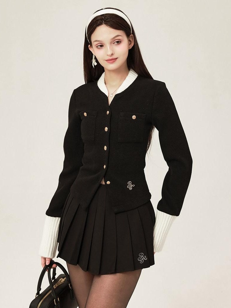 ikyou Warm Cotton Slim Embroidered Pocket Office Long Sleeve Button Solid Blouses