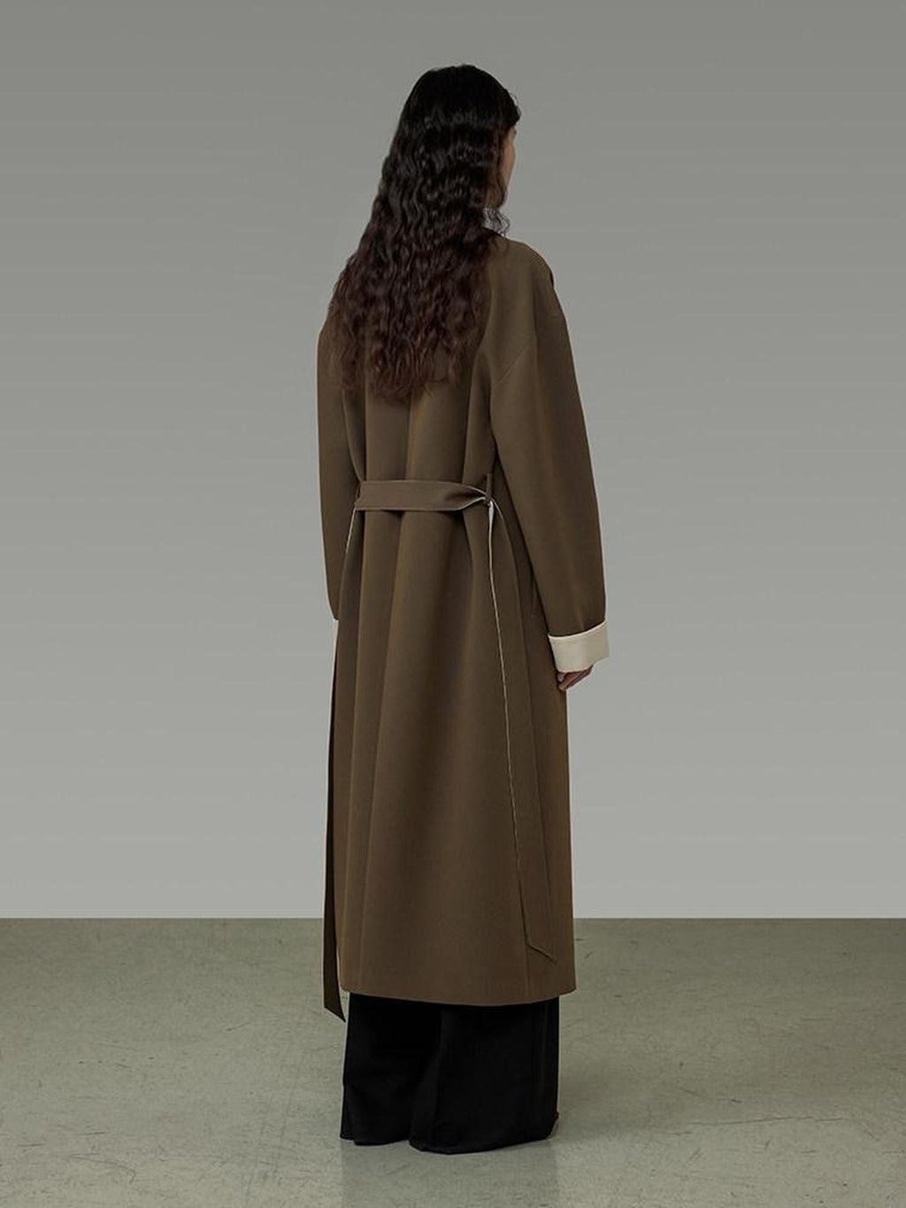 unspoken Minimalist Office Loose Longline Poly Blend Women Green Trench Coats