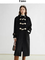 fano Toggle Pocket Minimal Commuter Midlength Women Polyester Blend Long Coats