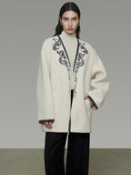 unspoken 3D Tailored Clean Minimalist Loose Fit Women Office White Polyester Short Coat
