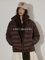 Lofi choose 90 Percent White Duck Down Thick Warm Loose Commuter Hooded Zipper Down Jackets