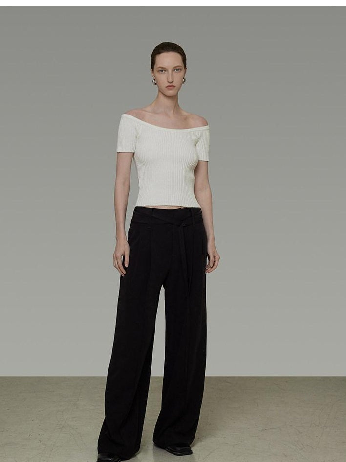 unspoken Minimalist Slim Fit Cotton Short Sleeve Women Off Shoulder Crop Tops
