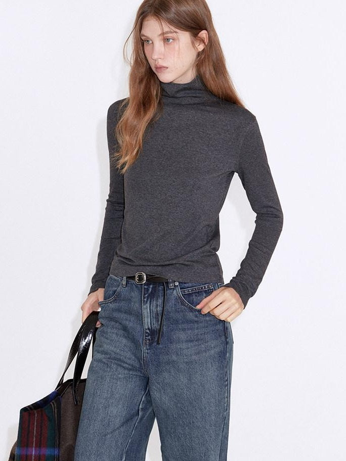 fano Cotton Cashmere Blend Slim Fit Casual High Neck Women Knit Pullover Sweaters