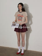 Lofi choose Cotton Floral Printed Loose Casual Round Neck Women Blue Short Sleeve T-Shirts