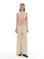 someonesometimes Soft Pink Cozy Wool Button V-neck Loose Fit Unisex Knit Cardigans