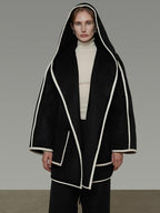 unspoken Premium Wool Alpaca Blend Straight Tailored Office Notch Lapel Black Wool Coats