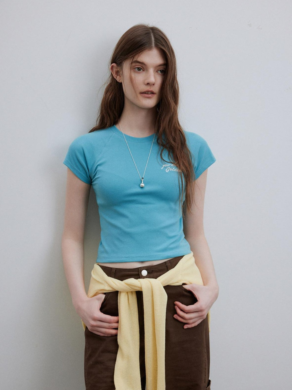 Lofi choose Loose Fit Round Neck Commuter Office Red Blue Short Sleeve T-Shirts