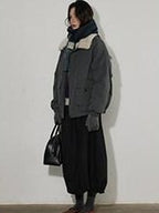 Lofi choose Warm Thick Loose Fit Commuter Zipper Long Sleeve Green Haze Gray Bomber Jackets