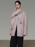 unspoken Cozy Lambswool Midlength Loose Tailored Minimal Women Pink Wool Coats