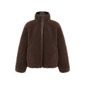 fano_Warm_Lambswool_Plaid_Stand_Collar_Zip_Loose_Fit_Casual_Women_Brown_Short_Coat_MISSTT