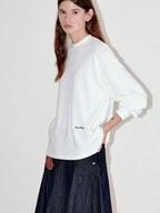 fano Embroidered Cotton Blend Relaxed Loose Womens Casual Long Sleeve T-Shirts