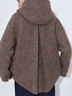 fano 75 Wool 25 Polyester Hooded Loose Fit Korean Commuter Brown Wool Coats