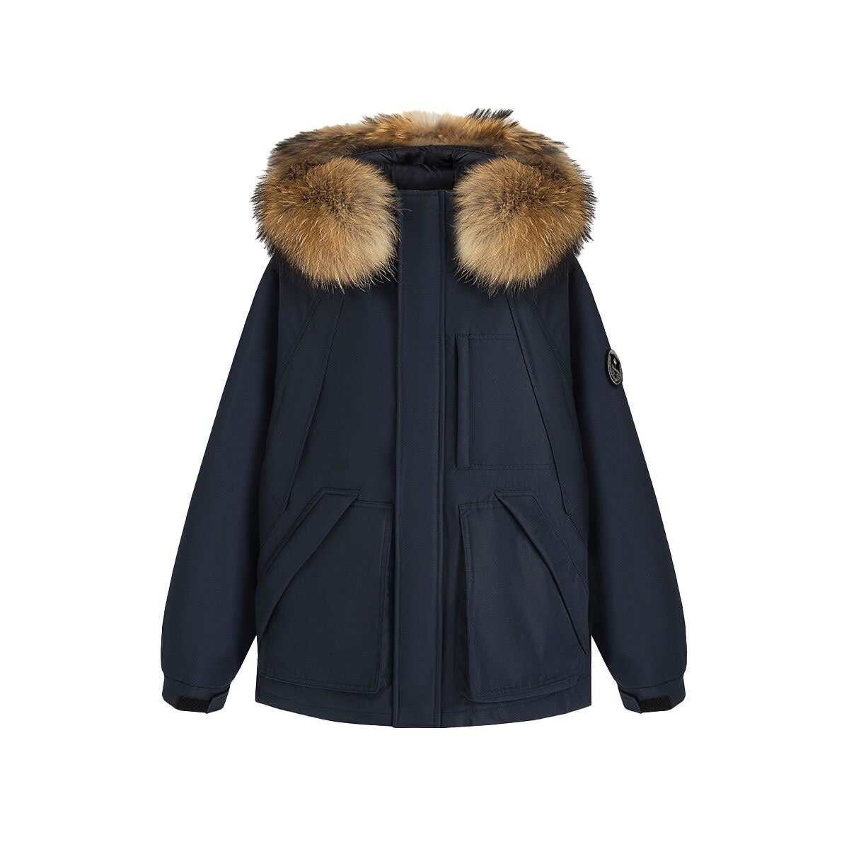fano_90_Percent_White_Duck_Down_Detachable_Hood_Straight_Short_Navy_Down_Jackets_MISSTT