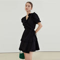 fano_High_Waist_Tie_A_Line_Cotton_V-neck_Puff_Sleeves_Casual_Work_Women_Midi_Dresses_MISSTT