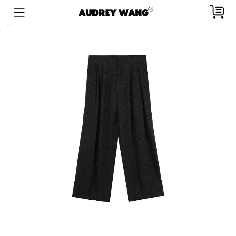 audreyyang_Shape_Retention_Viscose_Blend_Loose_Collared_Button_Women_Black_Top_&_Pants_Sets_MISSTT