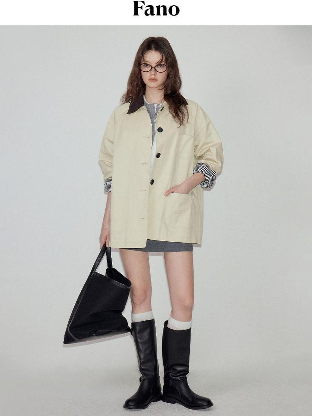 fano Cotton Lined Single Breasted Korean Commuter Short Women Beige Trench Coats
