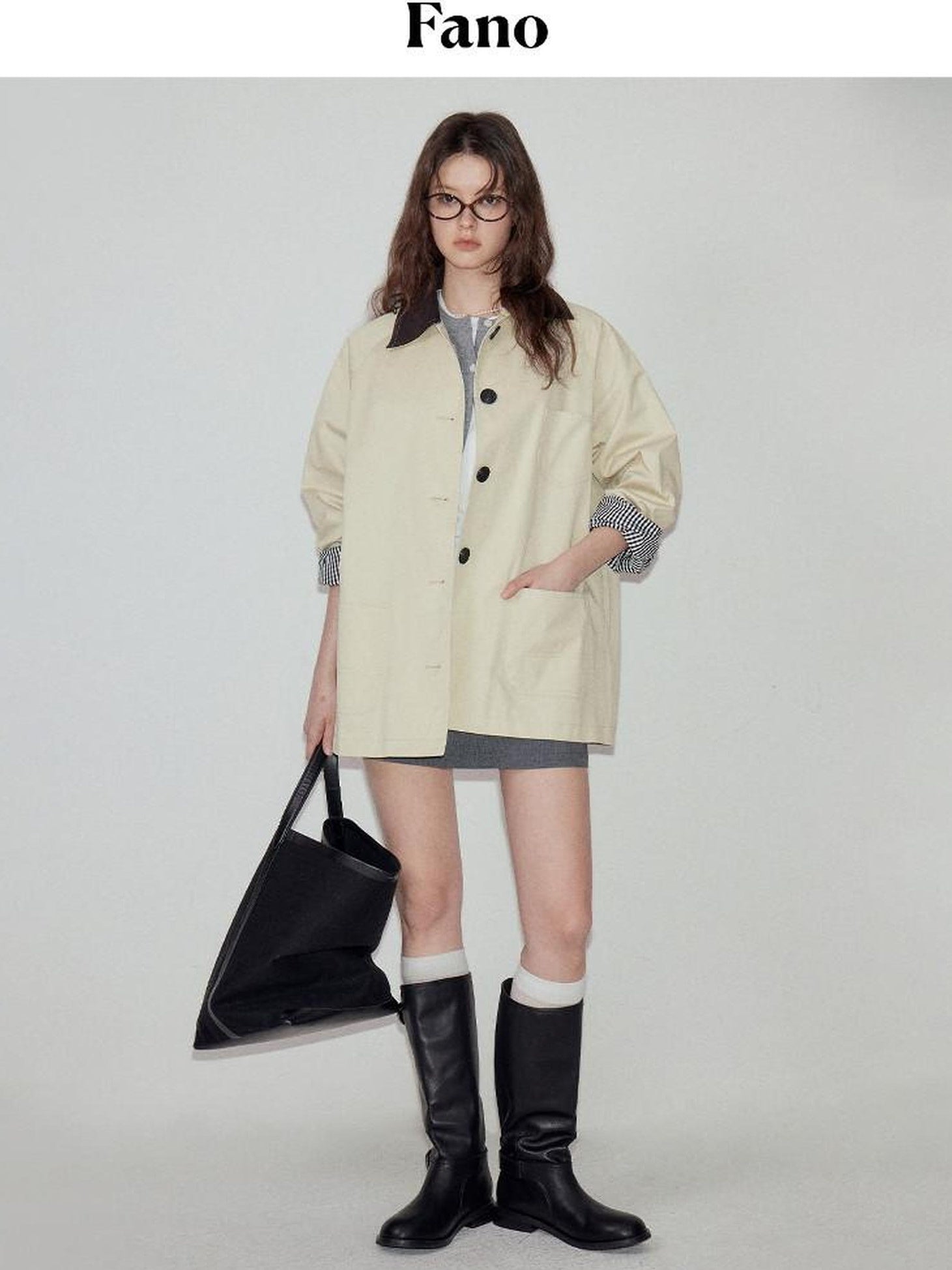 fano Cotton Lined Single Breasted Korean Commuter Short Women Beige Trench Coats