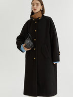 fano Insulated Minimalist Commuter Straight Raglan Sleeve Women Poly Blend Long Coats