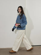 Lofi choose High Waist Casual Zipper Fly Cotton Blend Women Beige Brown Wide Leg Pants