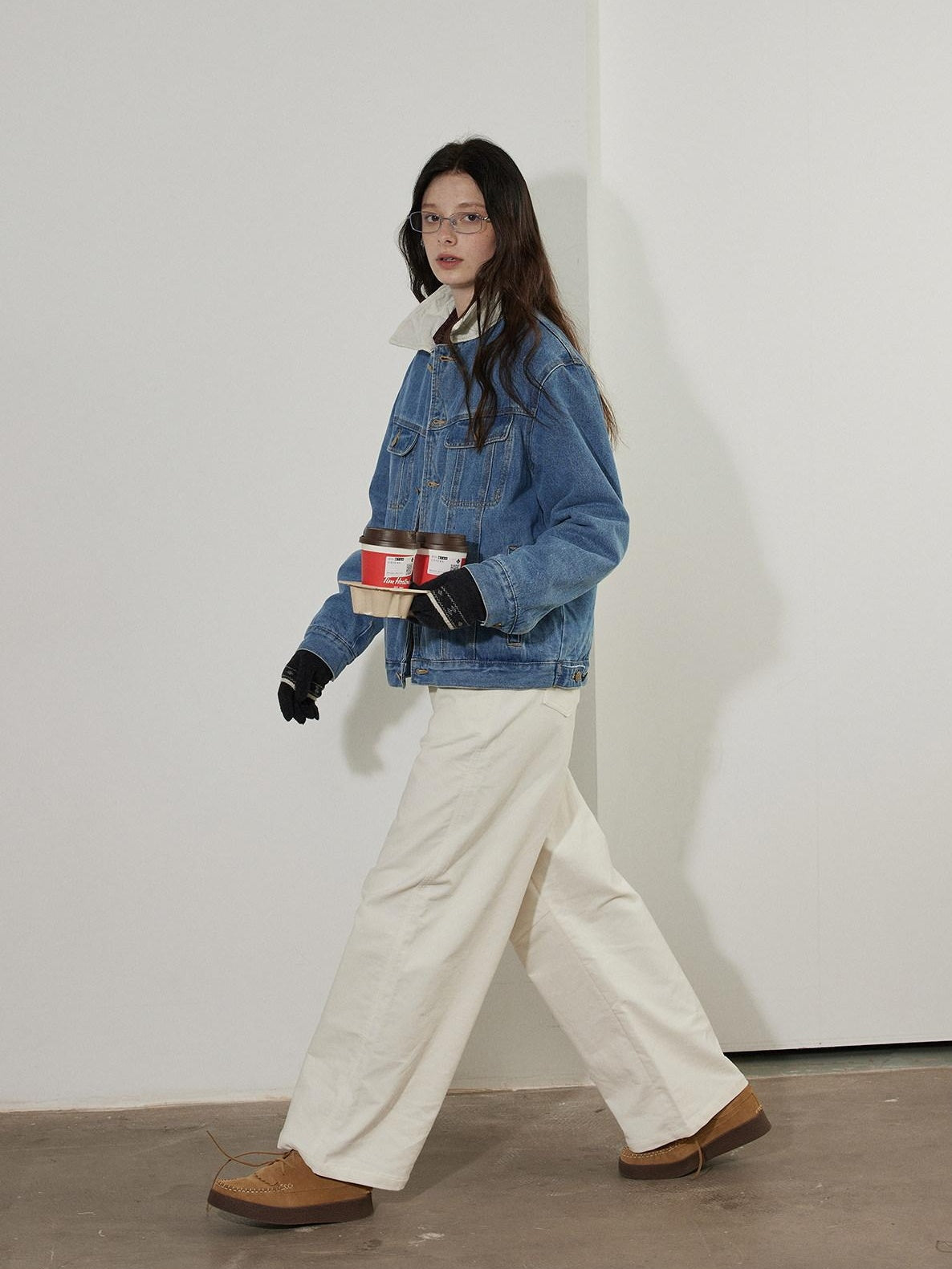 Lofi choose High Waist Casual Zipper Fly Cotton Blend Women Beige Brown Wide Leg Pants