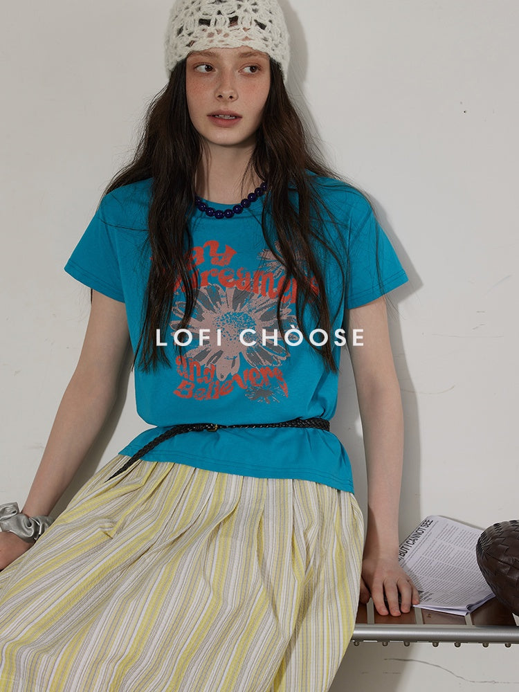 Lofi_choose_Cotton_Floral_Printed_Loose_Casual_Round_Neck_Women_Blue_Short_Sleeve_T-Shirts_MISSTT