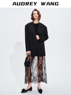 audreyyang Stretchy Polyester Blend Patchwork H Silhouette Casual Women Midi Dresses