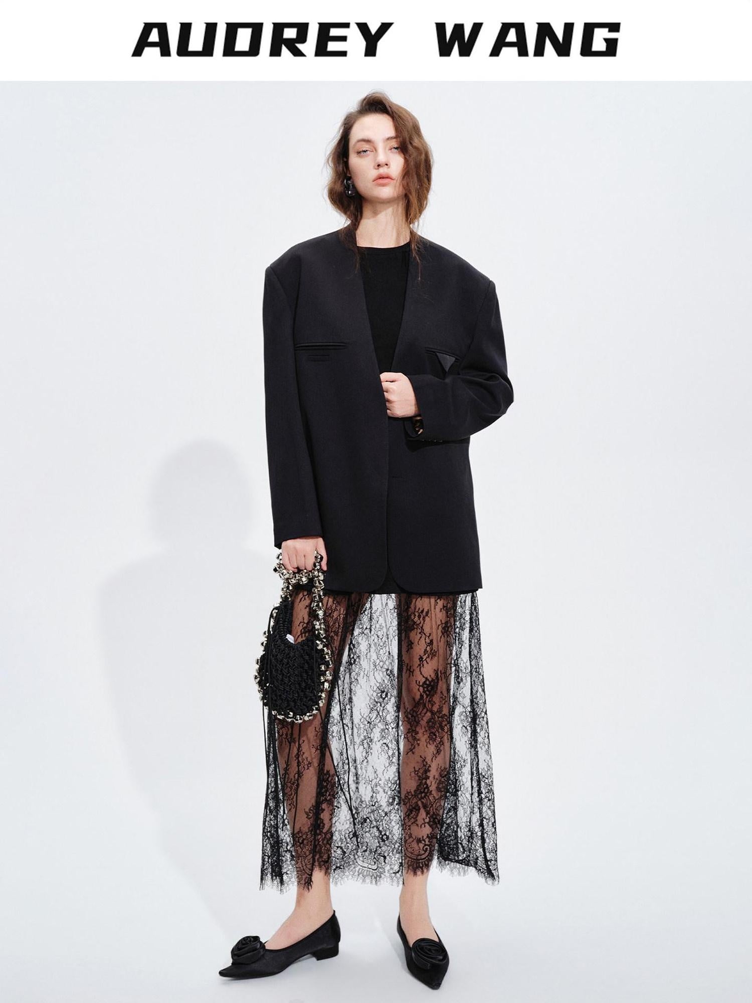 audreyyang Stretchy Polyester Blend Patchwork H Silhouette Casual Women Midi Dresses