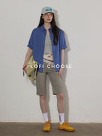 Lofi choose Lightweight Embroidered Plaid Button Down Loose Commuter Short Sleeve Women Shirts