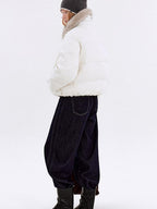fano Warm 90% White Duck Down Casual Loose High Waist Lapel Collar Women Down Jackets
