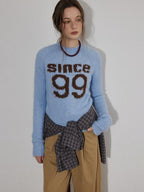 Lofi choose Soft Knit Relaxed Crewneck Pullover Women Commuter Cloud Blue Sweaters