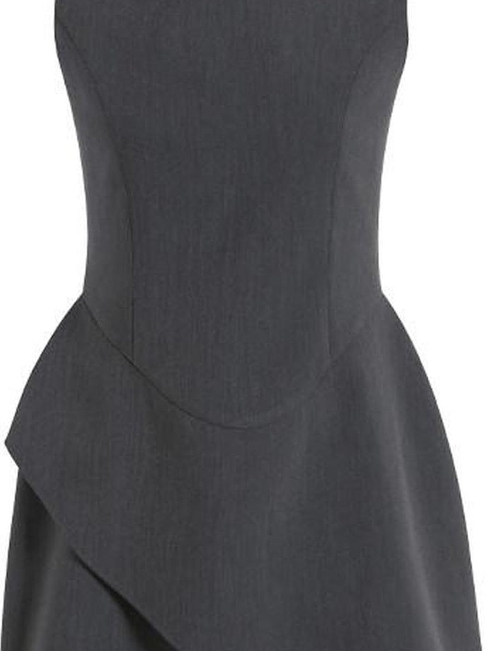 fano Polyester Stretch Korean Office Cocoon Sleeveless Gray Women Vest Midi Dresses