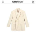 audreyyang_Oversized_Wool_Single_Button_Notch_Lapel_Long_Sleeve_Women_Cream_Black_Blazers_MISSTT