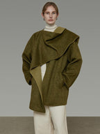 unspoken Asymmetrical Lambswool Blend Oversized Minimal Commuter Tailored Wool Coats