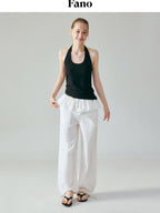 fano Soft Stretch Viscose Halter Slim Fit Office Layering Black Camisoles