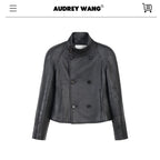 audreyyang_Lambskin_Vintage_Loose_Women_Double_Breasted_Black_Leather_Jackets_MISSTT