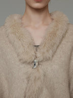 unspoken Pure Wool V-neck Hidden Button Oversized Apricot Minimal Work Knitwear Cardigans