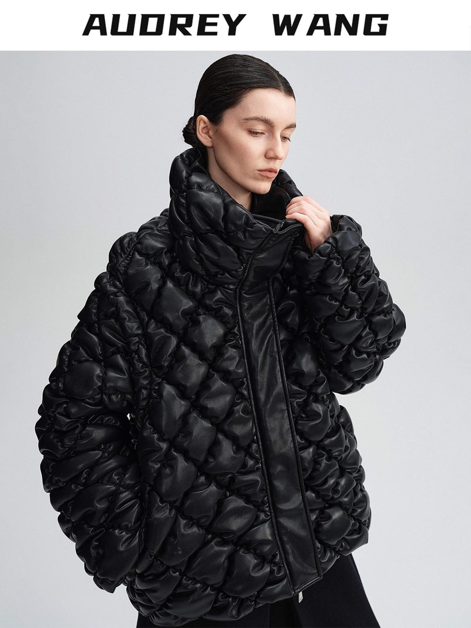 audreyyang 90 Percent Duck Down Thick Warm Casual Diamond Quilted Women Zipper Down Jackets