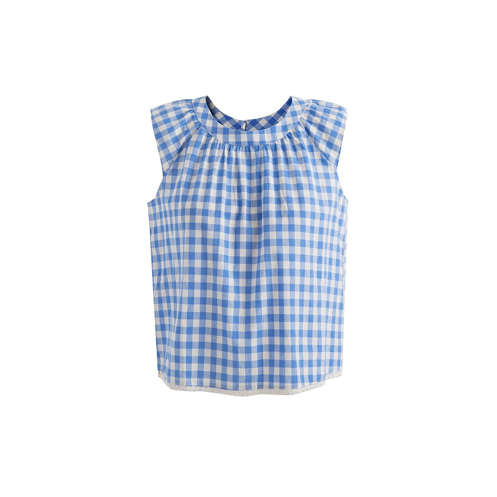 fano_100_Percent_Cotton_Round_Neck_Blue_White_Gingham_Top_&_Skirt_Sets_MISSTT
