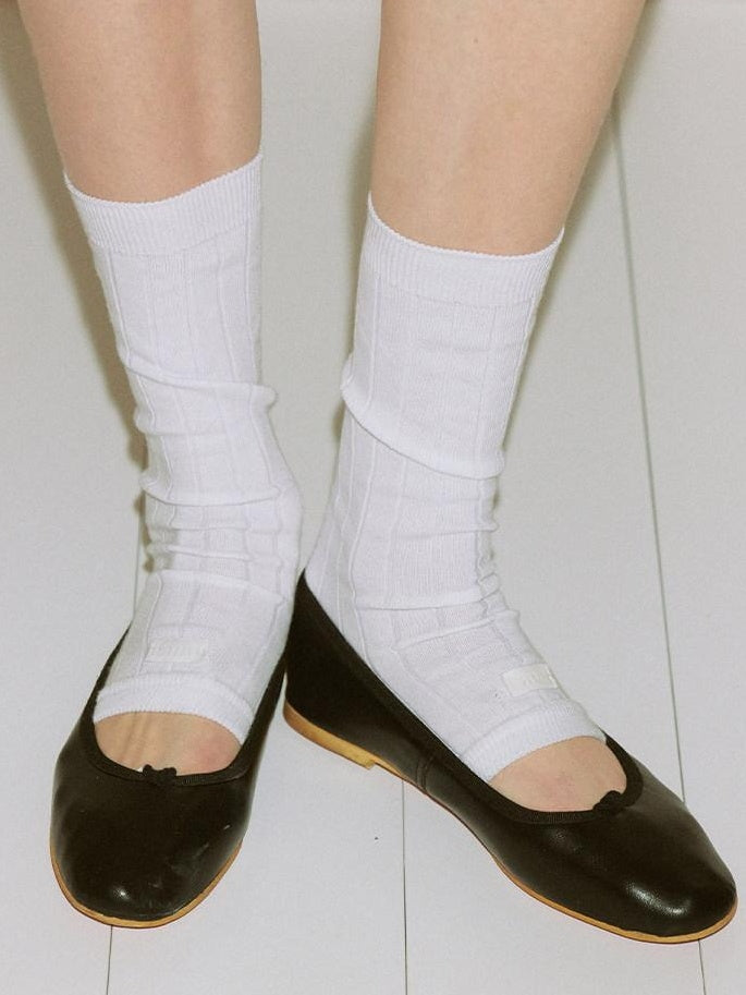 fano Everyday Minimalist Mid Calf Solid Color Black White Women Size 39 45.5 Socks