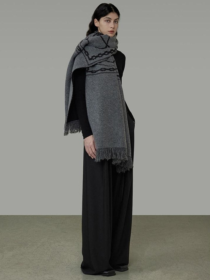 unspoken Cozy Double Sided Geometric Long Rectangular Warm Women Youth Polyester Scarves
