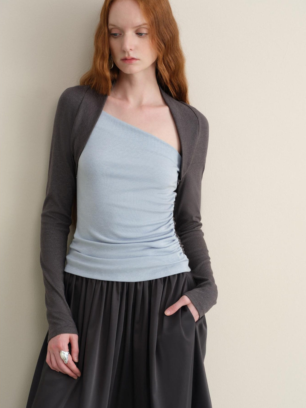 someonesometimes Stretch Viscose Midweight Colorblock Slanted Collar Slim Fit Women Sweaters