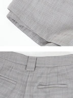 audreyyang Non Deforming Loose Plaid High Neck Long Sleeve Women Grey Top & Shorts Sets