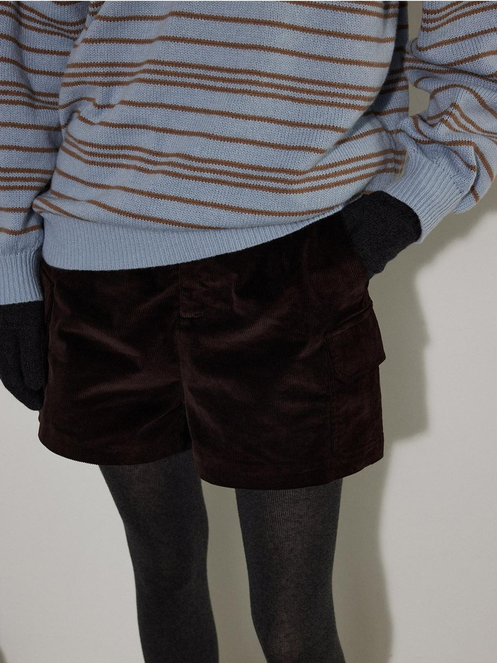 Lofi choose High Waist Vintage Striped Wide Leg Womens Rust Brown Casual Chic Mini Shorts