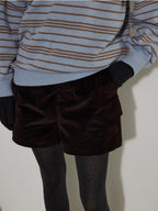 Lofi choose High Waist Vintage Striped Wide Leg Womens Rust Brown Casual Chic Mini Shorts