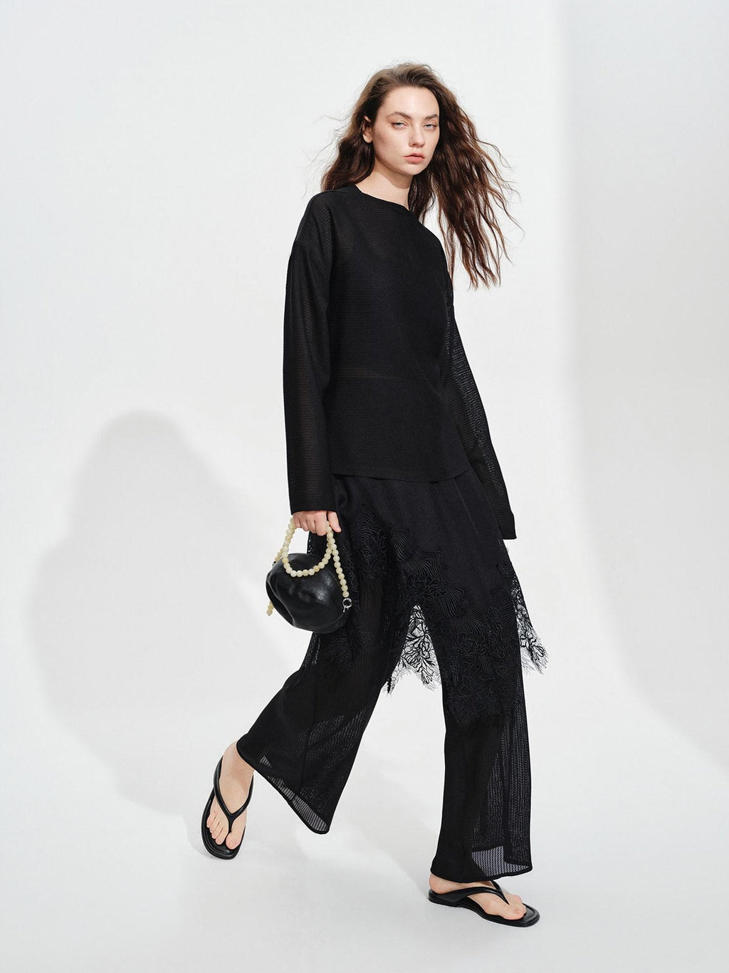 audreyyang Soft Viscose Blend Non Deforming Loose Fit Patchwork Women Top & Pants Sets