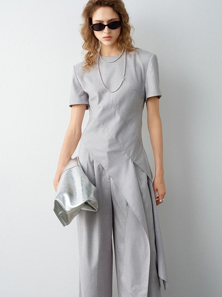 audreyyang Polyester Stretch Commuter Slim Fit Crew Neck Women Short Sleeve T-Shirts